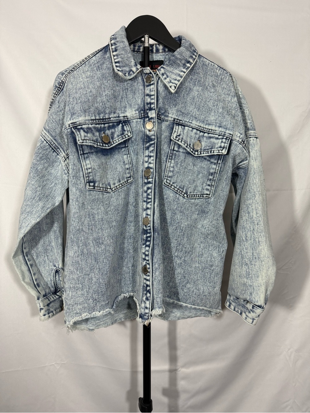 Black Label C’est Toi Denim Shacket Light Wash Distressed Oversized L